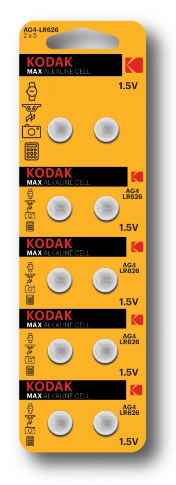 Набор из 10 шт, Kodak AG4 (377) LR626, LR66 [KAG4-10] (100/1000/98000) (Б0044709)