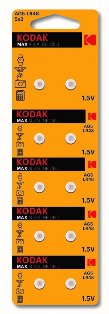 Набор из 10 шт, Kodak AG5 (393) LR754, LR48 [KAG5-10] (100/1000/80000) (Б0044710)