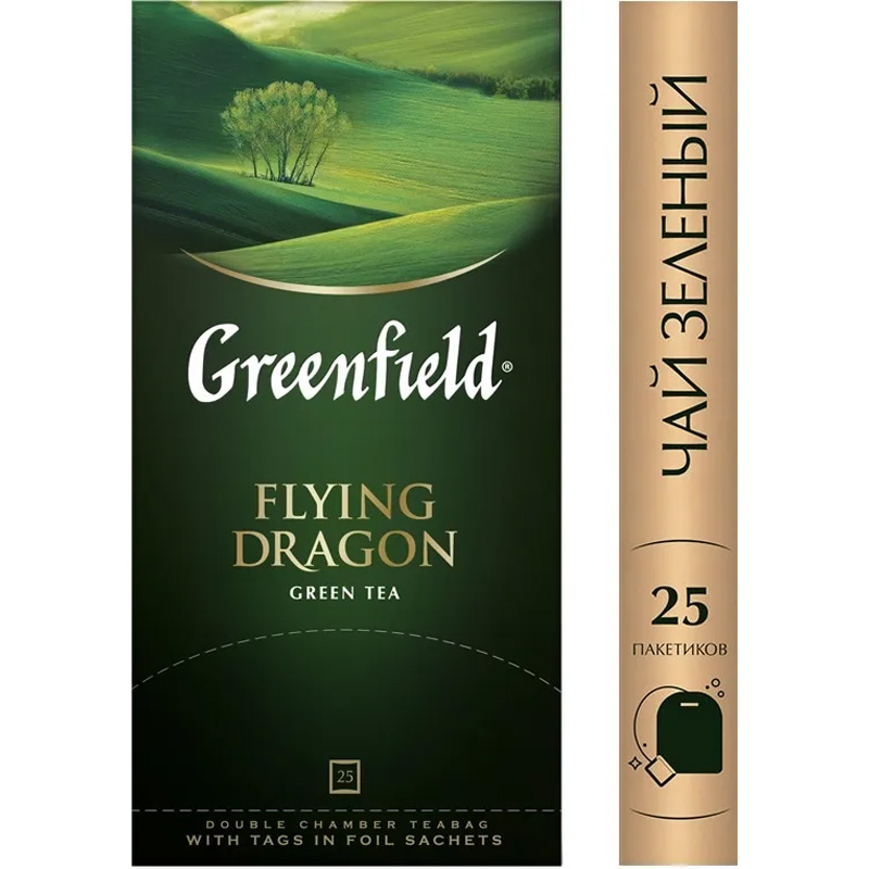

Чай Greenfield Flying Dragon зелёный, китайский 2г.*25пак., 0358-10