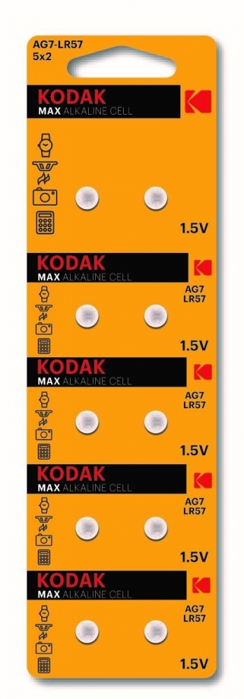 Набор из 10 шт, Kodak AG7 (399) LR926, LR57 [KAG7-10] (100/1000/98000) (Б0044712)