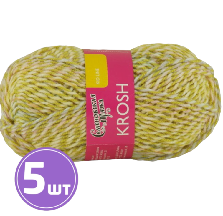 

Пряжа Семеновская Krosh (4438), липа-мультиколор 5 шт. по 50 г, Желтый