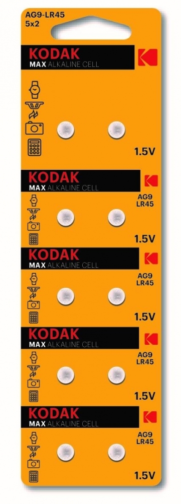 Набор из 10 шт, Kodak AG9 (394) LR936, LR45 [KAG9-10] (100/1000/70000) (Б0044714)