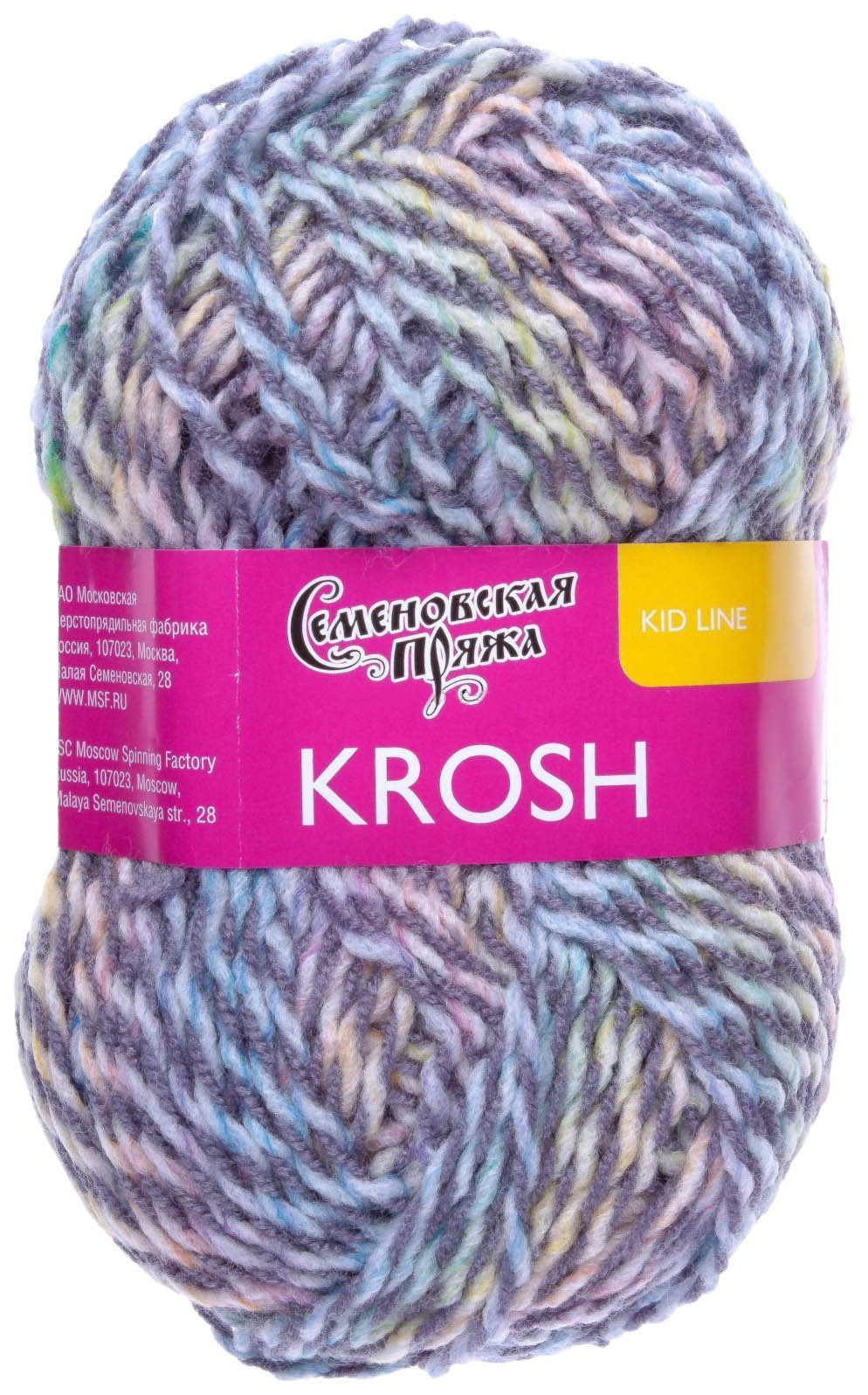 

Пряжа Семеновская Krosh (4420), стальной-мультиколор 5 шт. по 50 г, Серый