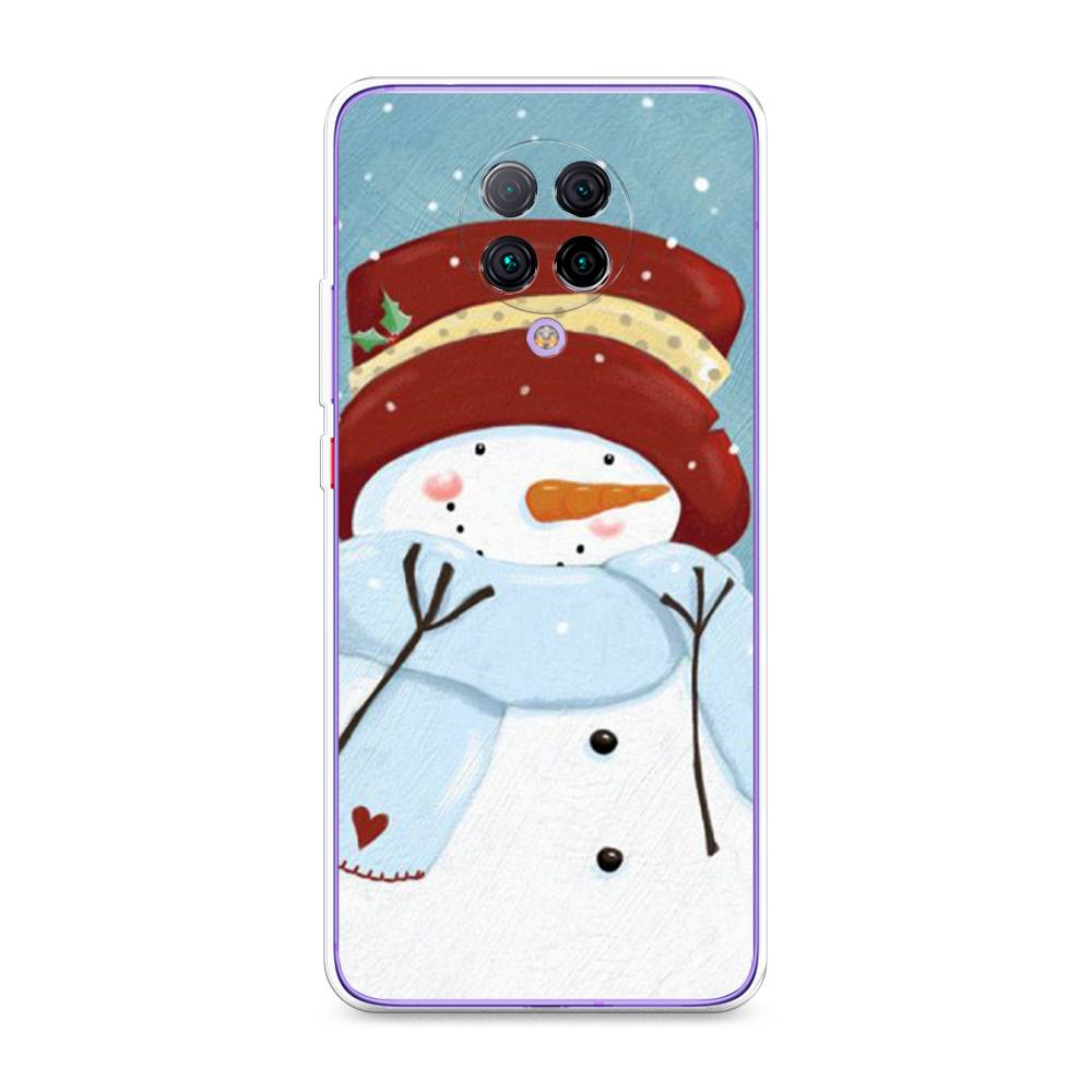

Чехол на Xiaomi Redmi K30 Pro/Poco F2 Pro "Застенчивый снеговик", Голубой;белый;красный, 38850-5