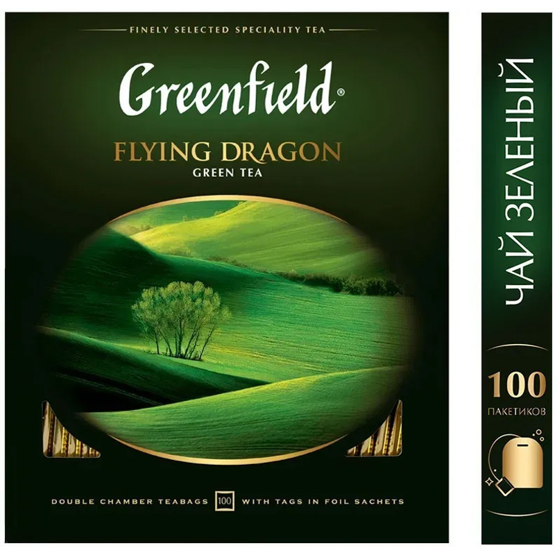 

Чай Greenfield Flying Dragon зеленый, 100 пак, 0585-09