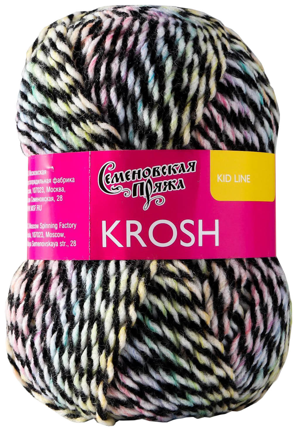 

Пряжа Семеновская Krosh (1403), черный-мультиколор 5 шт. по 50 г, Разноцветный