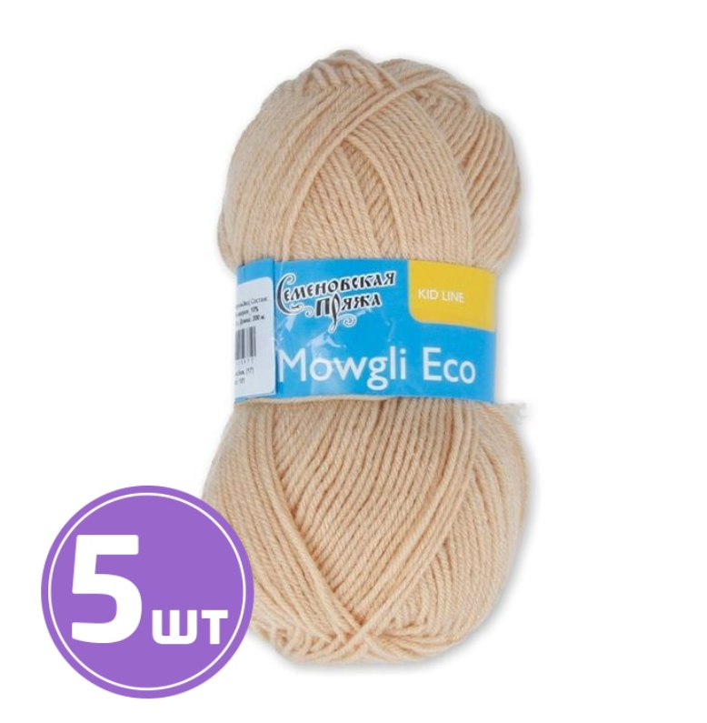 

Пряжа Семеновская Mowgli Eco (17), светло-бежевый 5 шт. по 50 г