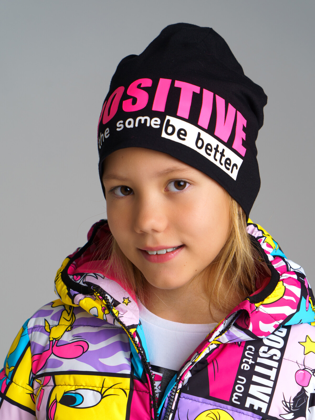 

Шапка детская PlayToday Tween 12321375, черный, белый, 56, 12321375