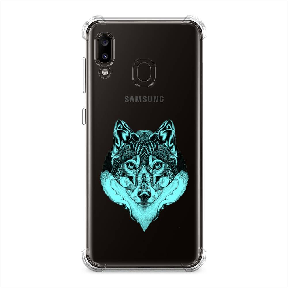 фото Противоударный силиконовый чехол "бирюзовый волк" на samsung galaxy a20 awog