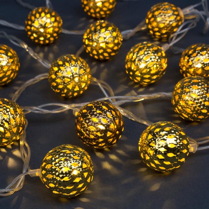 фото Световая гирлянда новогодняя luazon lighting шарик с узором 2388625 4 м белый теплый