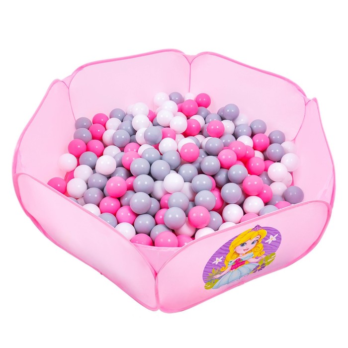 Шарики для сухого бассейна с рисунком, диаметр шара 7,5 см, набор 60 штук, цвет розовый, б