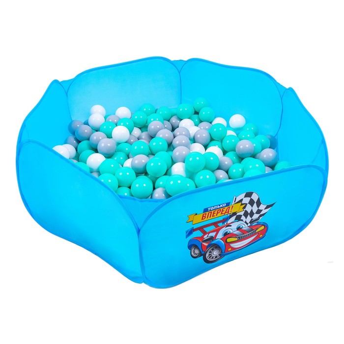 фото Шарики для сухого бассейна с рисунком, диаметр шара 7,5 см, набор 60 штук, цвет бирюзовый, соломон