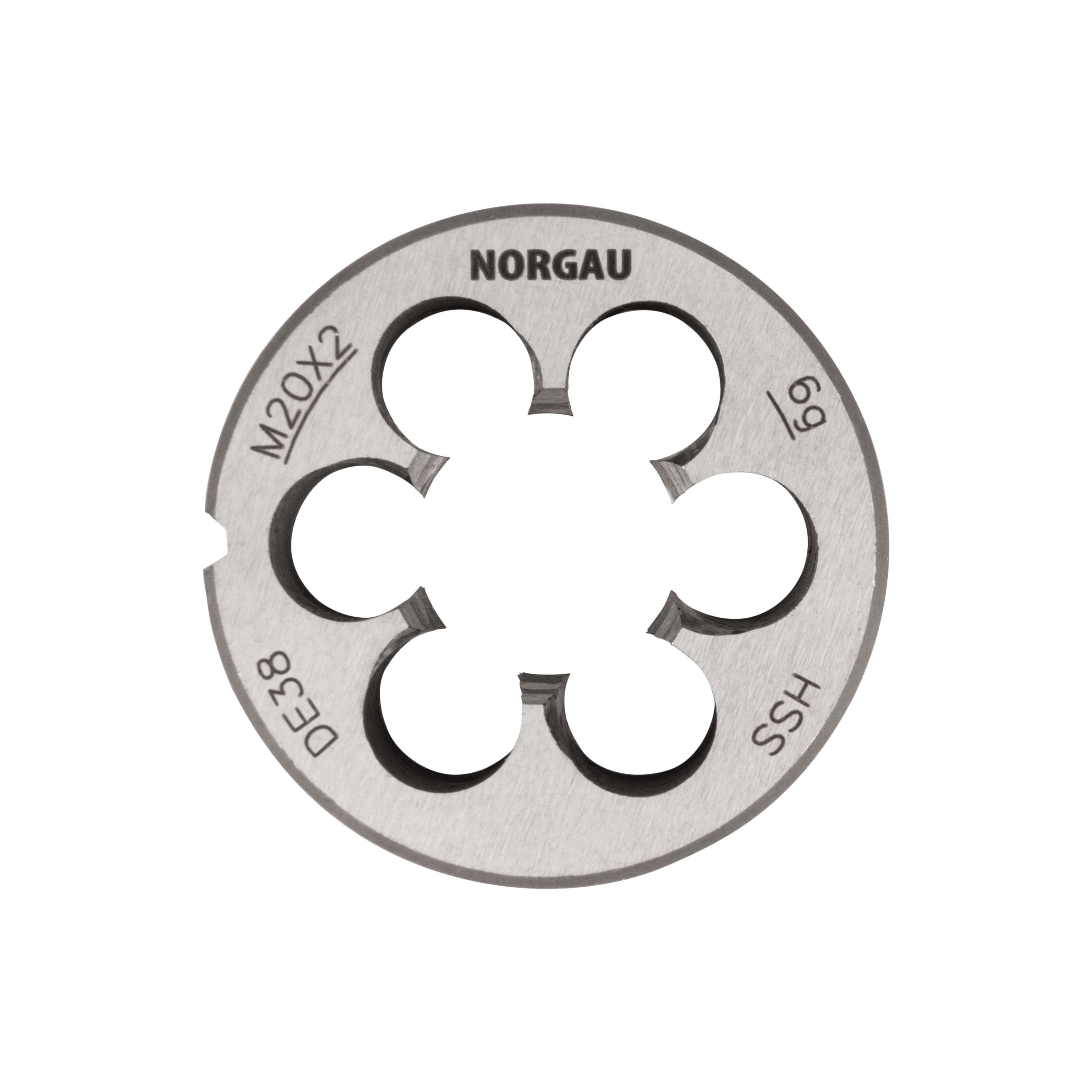 Плашка NORGAU Industrial М20х1.5х45 мм, метрическая, угол 60°, по DIN223, HSS плашка м8х1 25 мм norgau industrial метрическая угол 60° по din223 hss