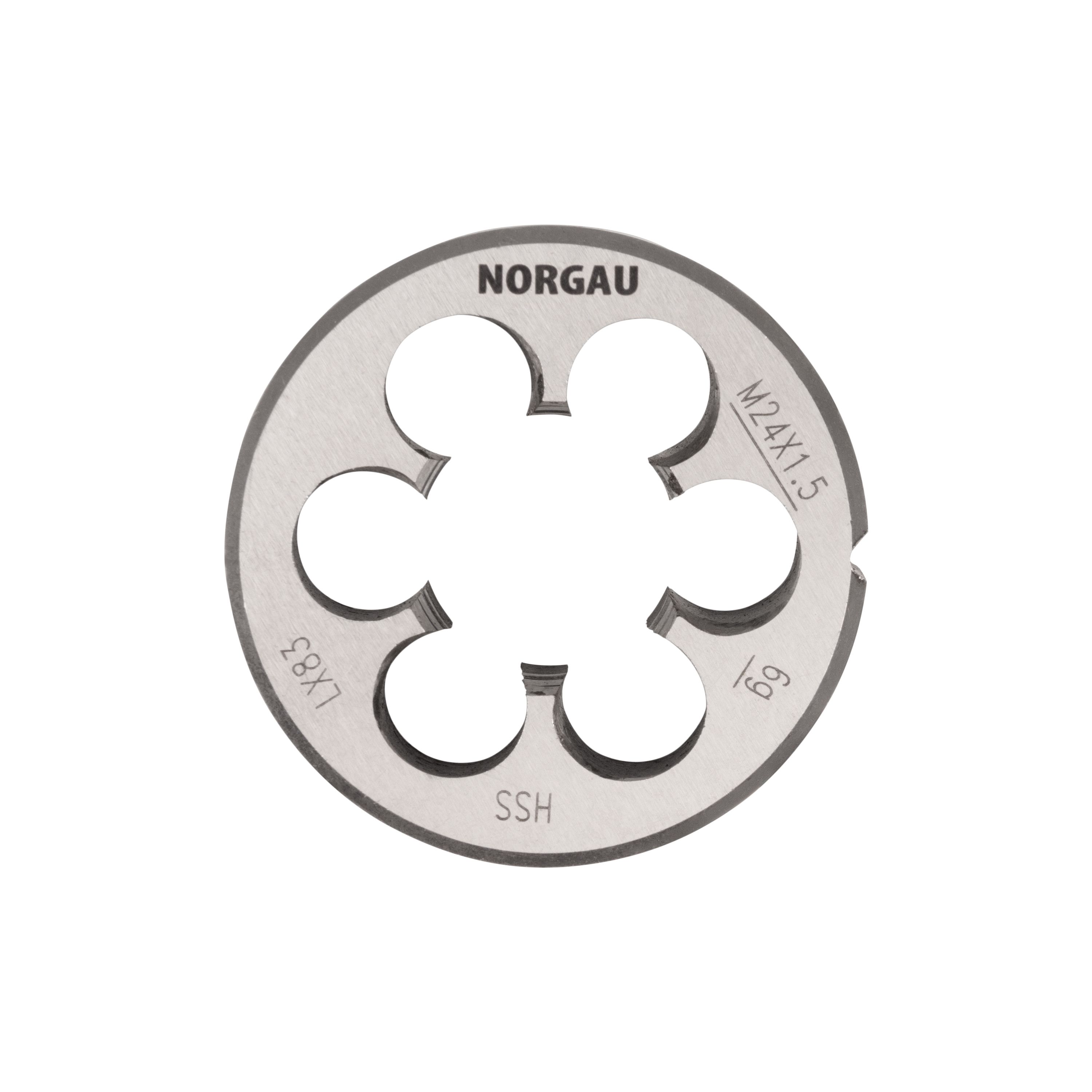 Плашка NORGAU Industrial M24x1.5х55 мм, метрическая, угол 60°, по DIN223, HSS круглая плашка norgau