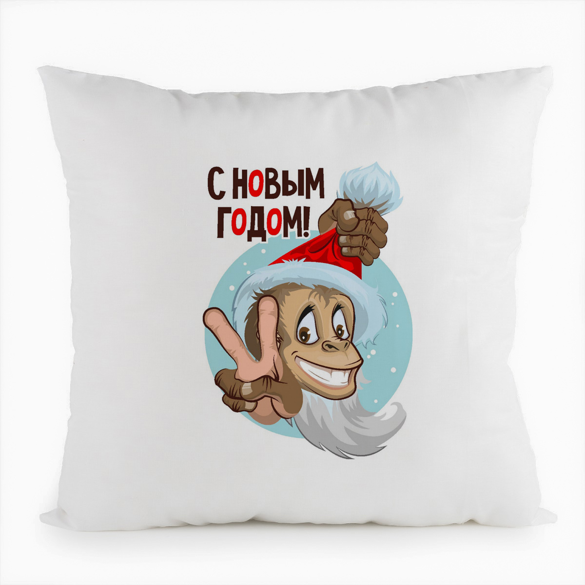 

Подушка белая CoolPodarok С новым годом,белая, Белый