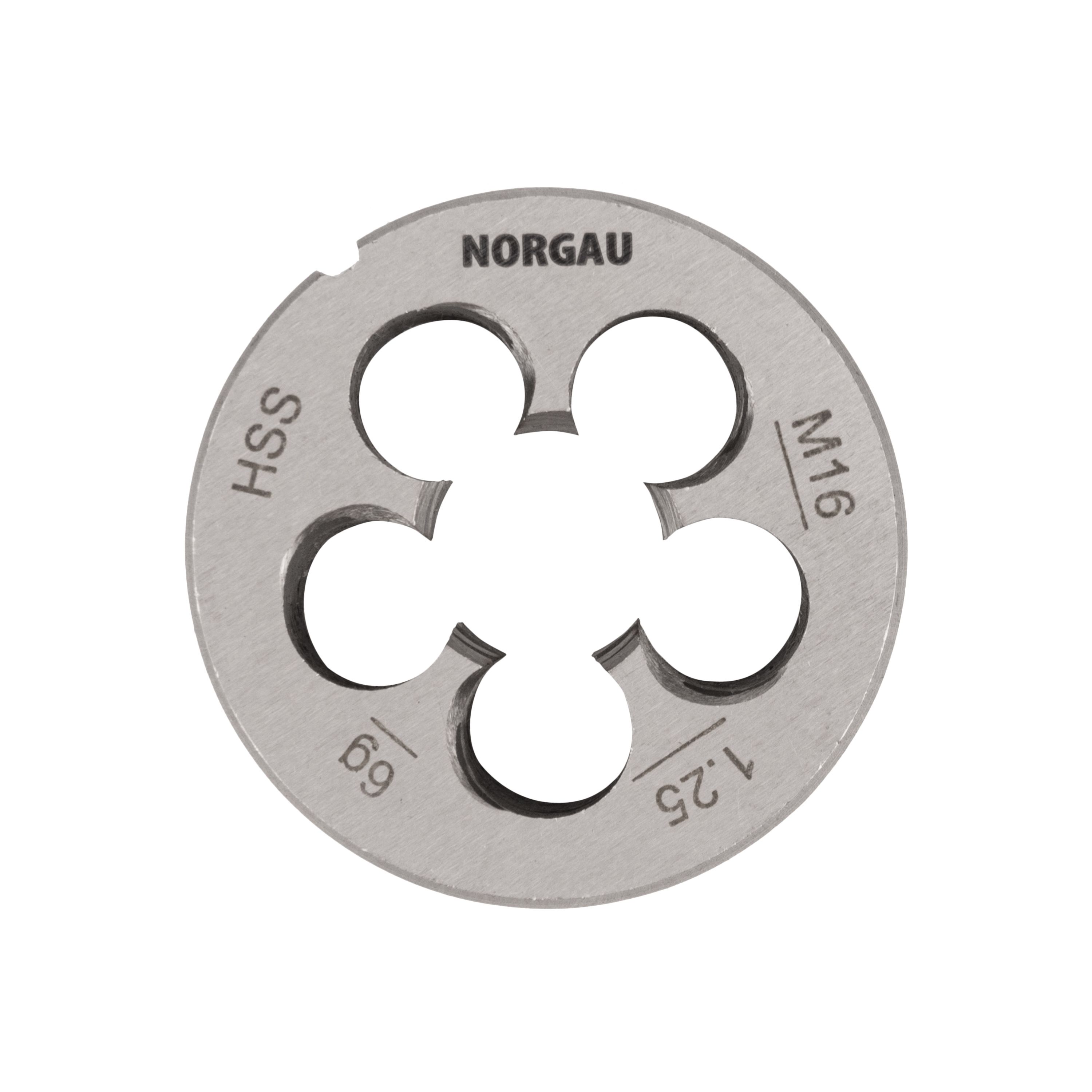 Плашка NORGAU Industrial MF16x1.25х45 мм, метрическая, угол 60°, по DIN223, HSS плашка м30х3 5 мм norgau industrial метрическая угол 60° по din223 hss