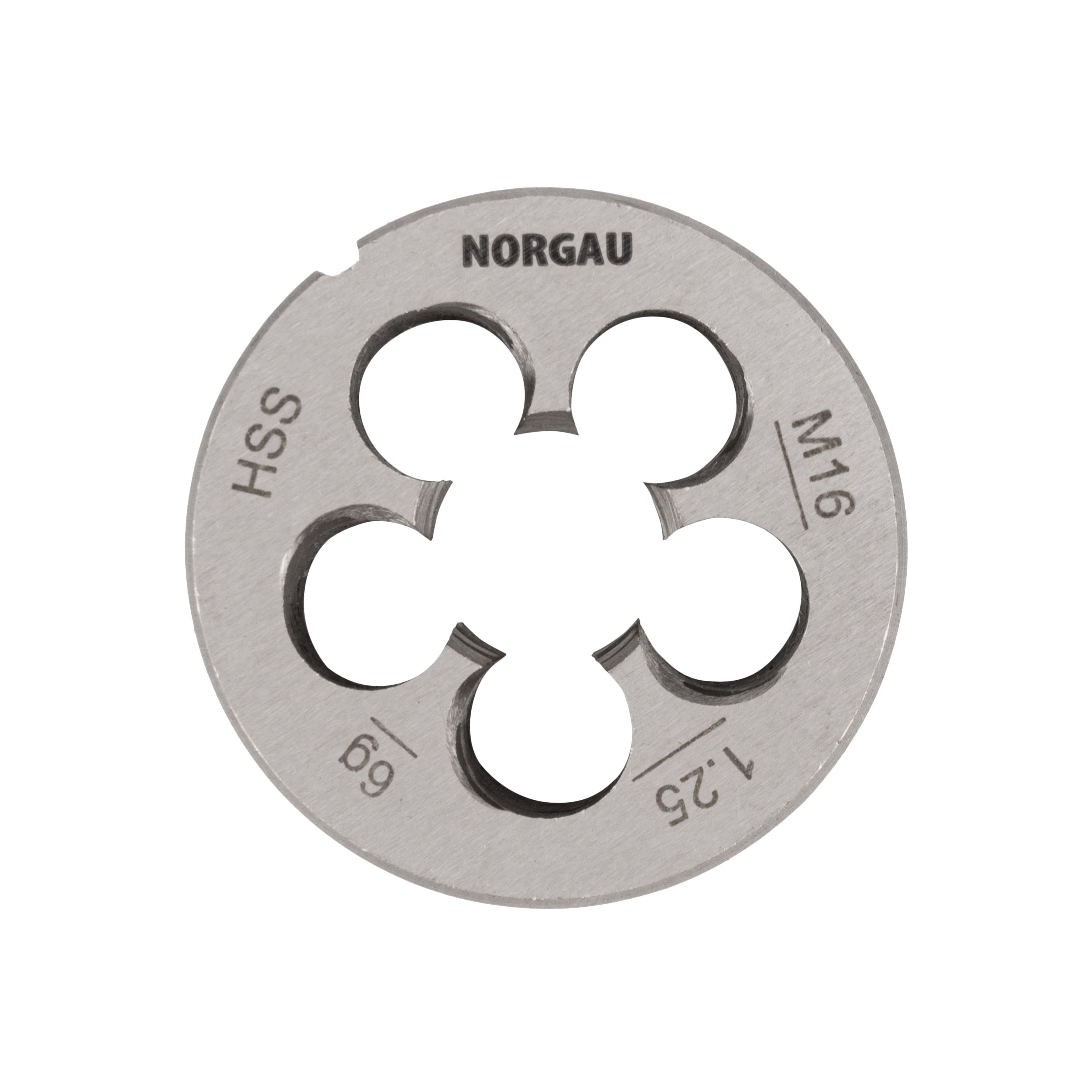 Плашка NORGAU Industrial MF16x1.25х45 мм, метрическая, угол 60°, по DIN223, HSS плашка м16х2 мм norgau industrial метрическая угол 60° по din223 hss