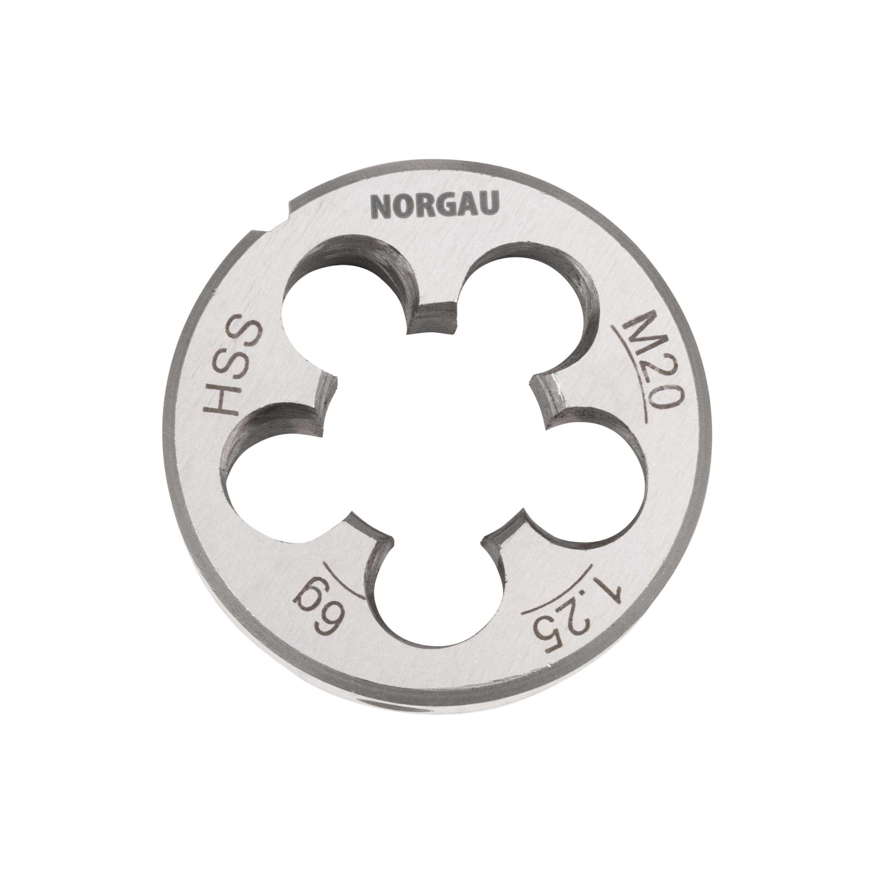 Плашка NORGAU Industrial MF20x1.25х45 мм, метрическая, угол 60°, по DIN223, HSS круглая плашка norgau