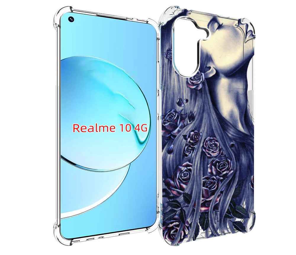 

Чехол MyPads Девушка с розами женский для Realme 10, Прозрачный, Tocco