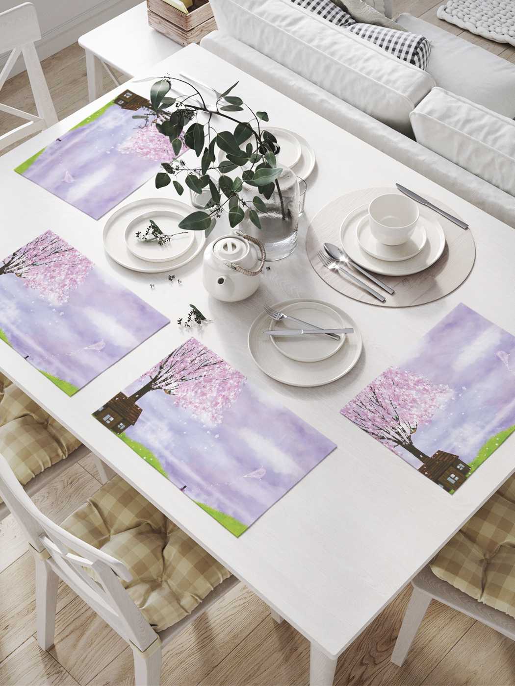 фото Комплект салфеток joyarty "дом у цветущего дерева" для сервировки стола 32х46 см, 4шт