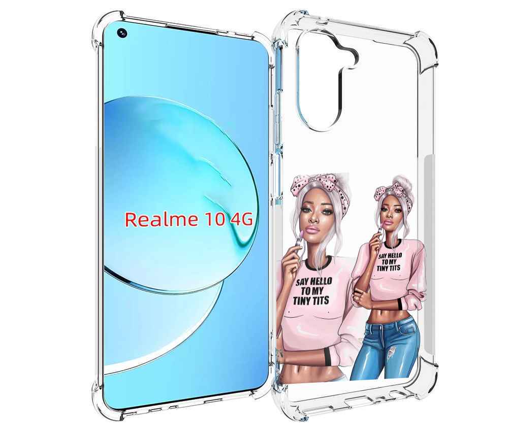 Чехол MyPads Девушка-в-розовой-футболке женский для Realme 10