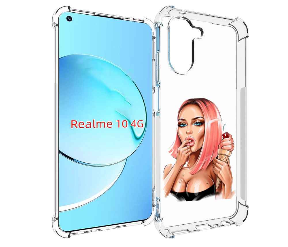 

Чехол MyPads Девушка-и-мороженое женский для Realme 10, Прозрачный, Tocco