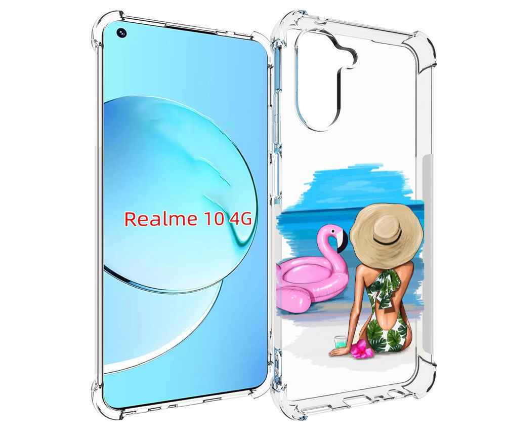 

Чехол MyPads Девушка-и-фламинго женский для Realme 10, Прозрачный, Tocco