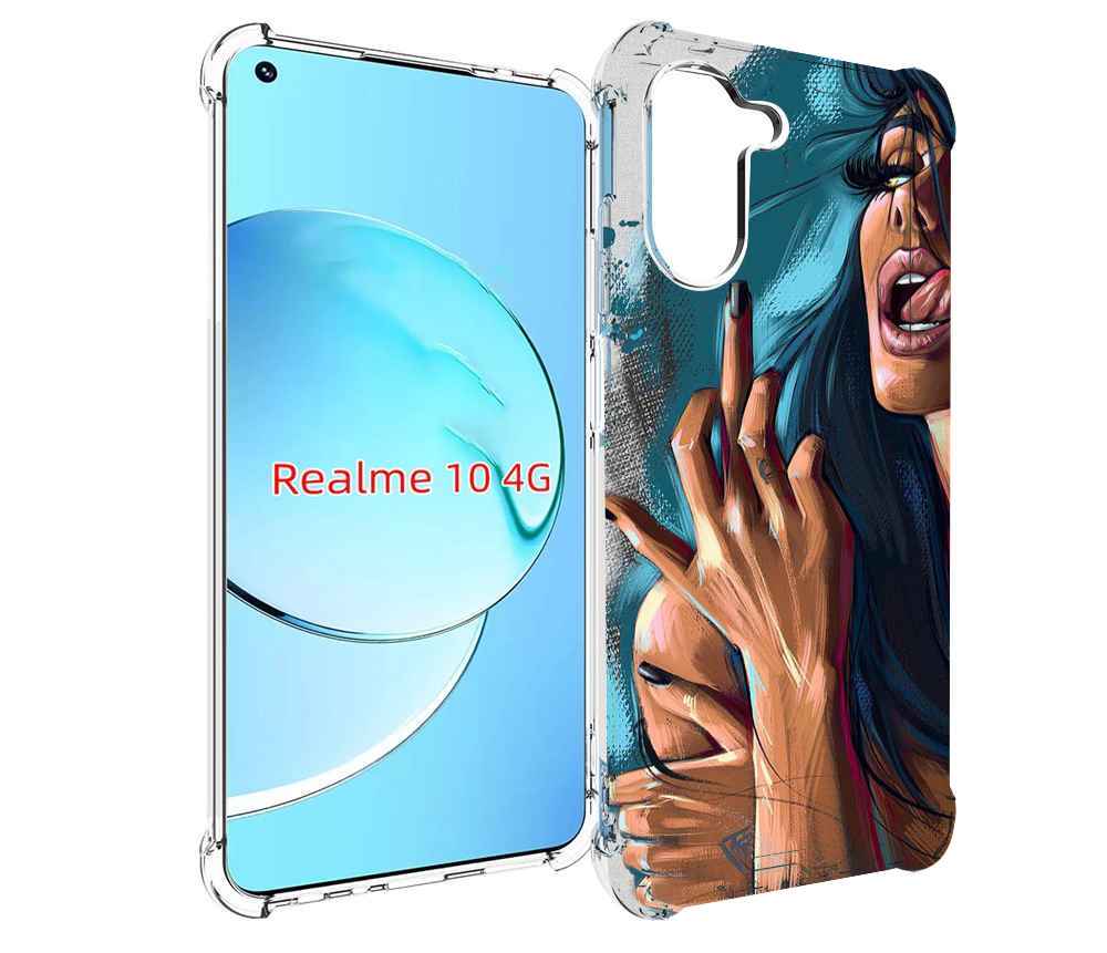 

Чехол MyPads Девушка-нарисованная-дерзкая женский для Realme 10, Прозрачный, Tocco