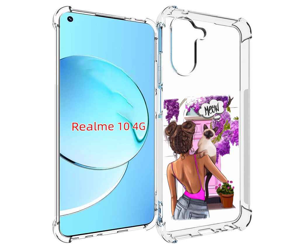 Чехол MyPads Девушка-с-котиком женский для Realme 10