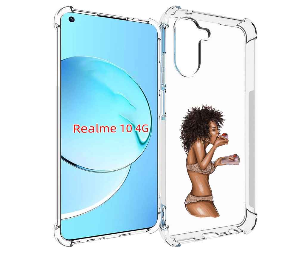 

Чехол MyPads Девушка-с-пирожными женский для Realme 10, Прозрачный, Tocco