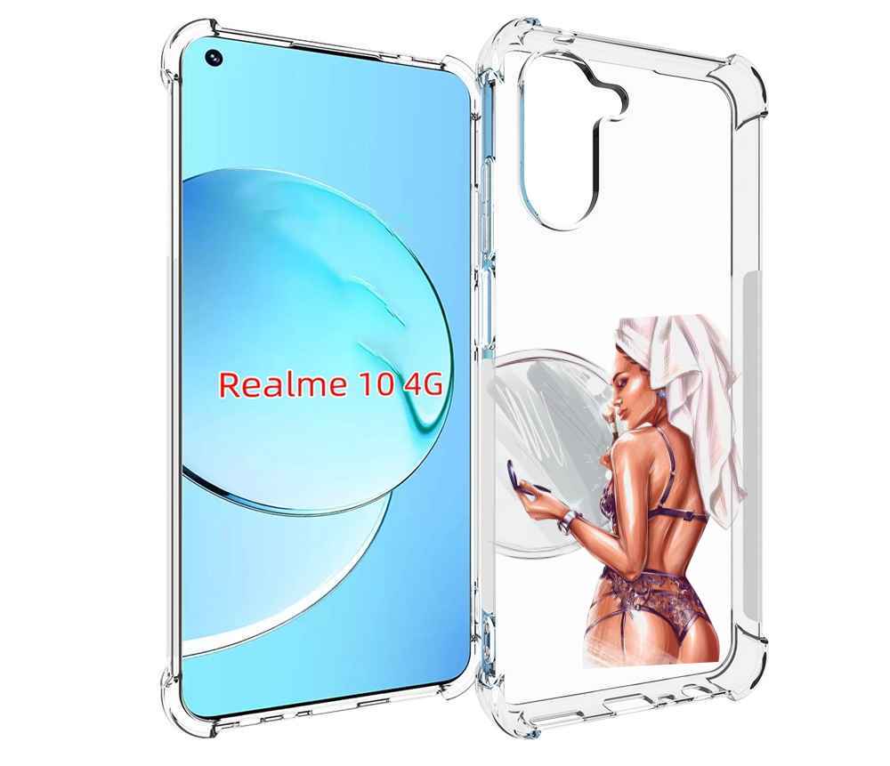 

Чехол MyPads Девушка-с-полотенцем женский для Realme 10, Прозрачный, Tocco