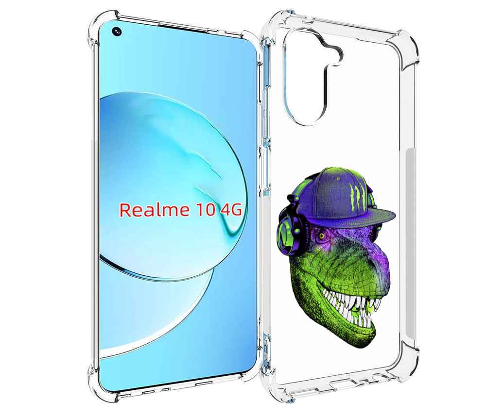 Чехол MyPads Динозавр в кепке для Realme 10