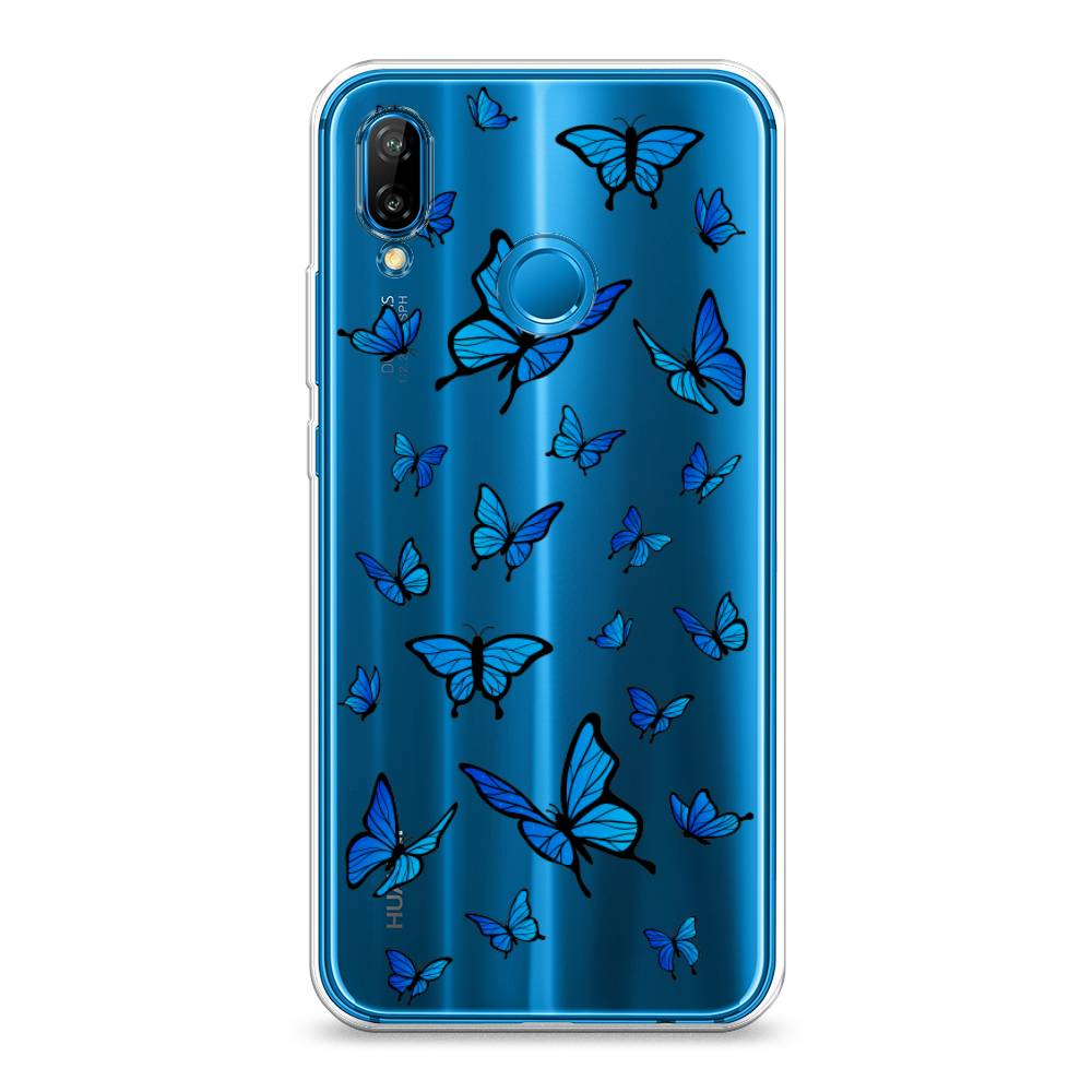 

Чехол Awog на Huawei Nova 3E "Синие бабочки", Синий;белый, 65650-1