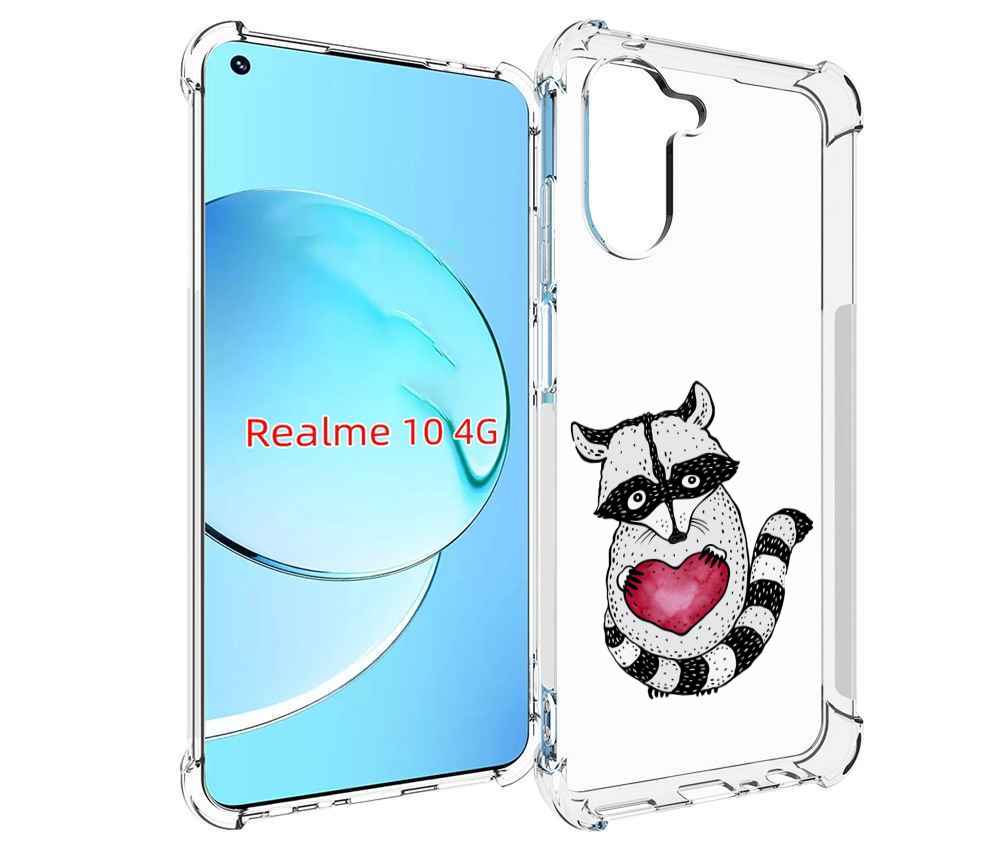 

Чехол MyPads Енот с сердечком для Realme 10, Прозрачный, Tocco