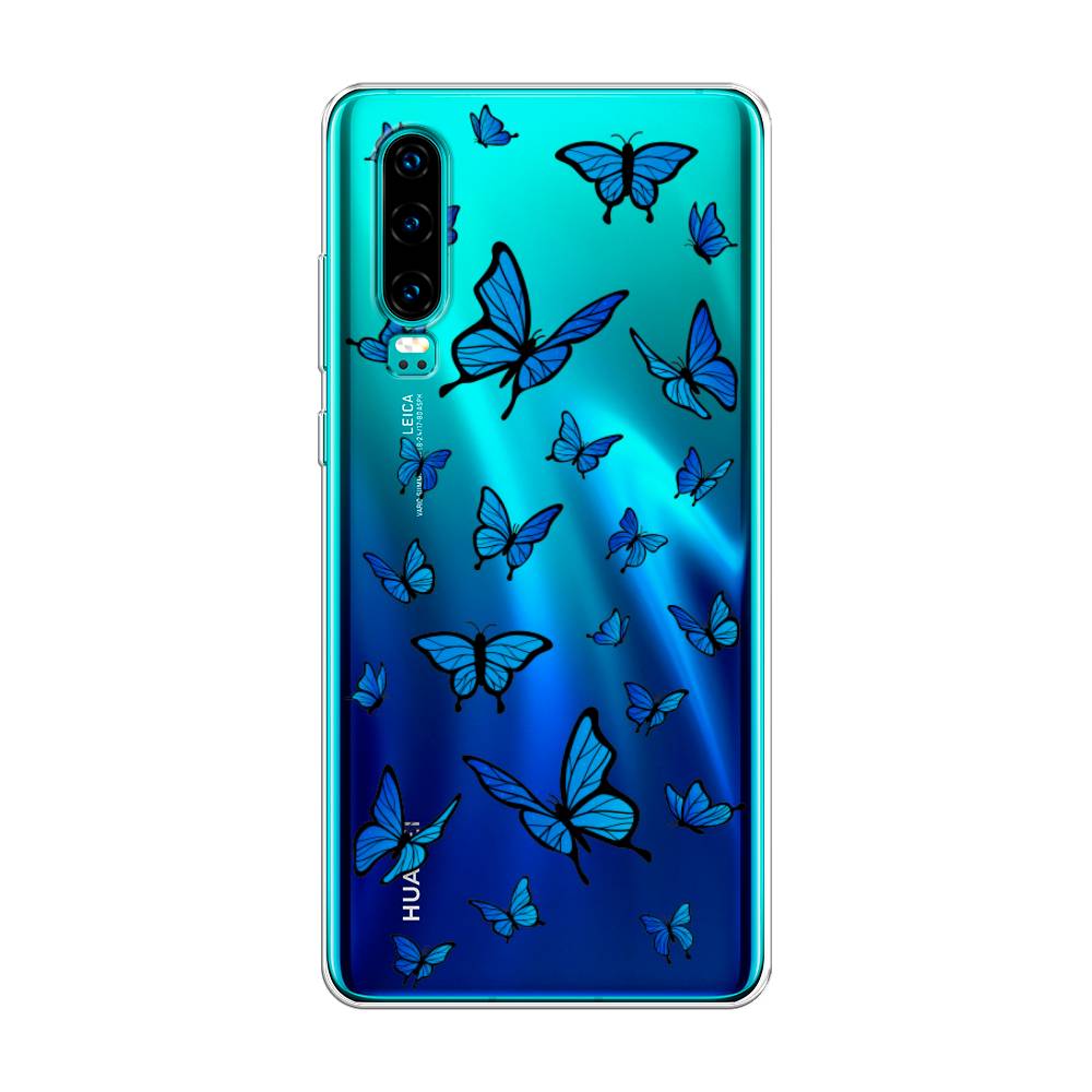 фото Чехол awog "синие бабочки" для huawei p30