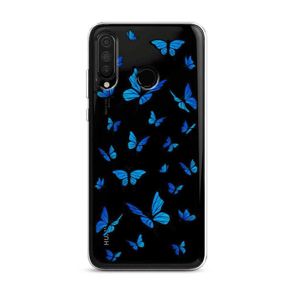 фото Чехол awog "синие бабочки" для huawei p30 lite