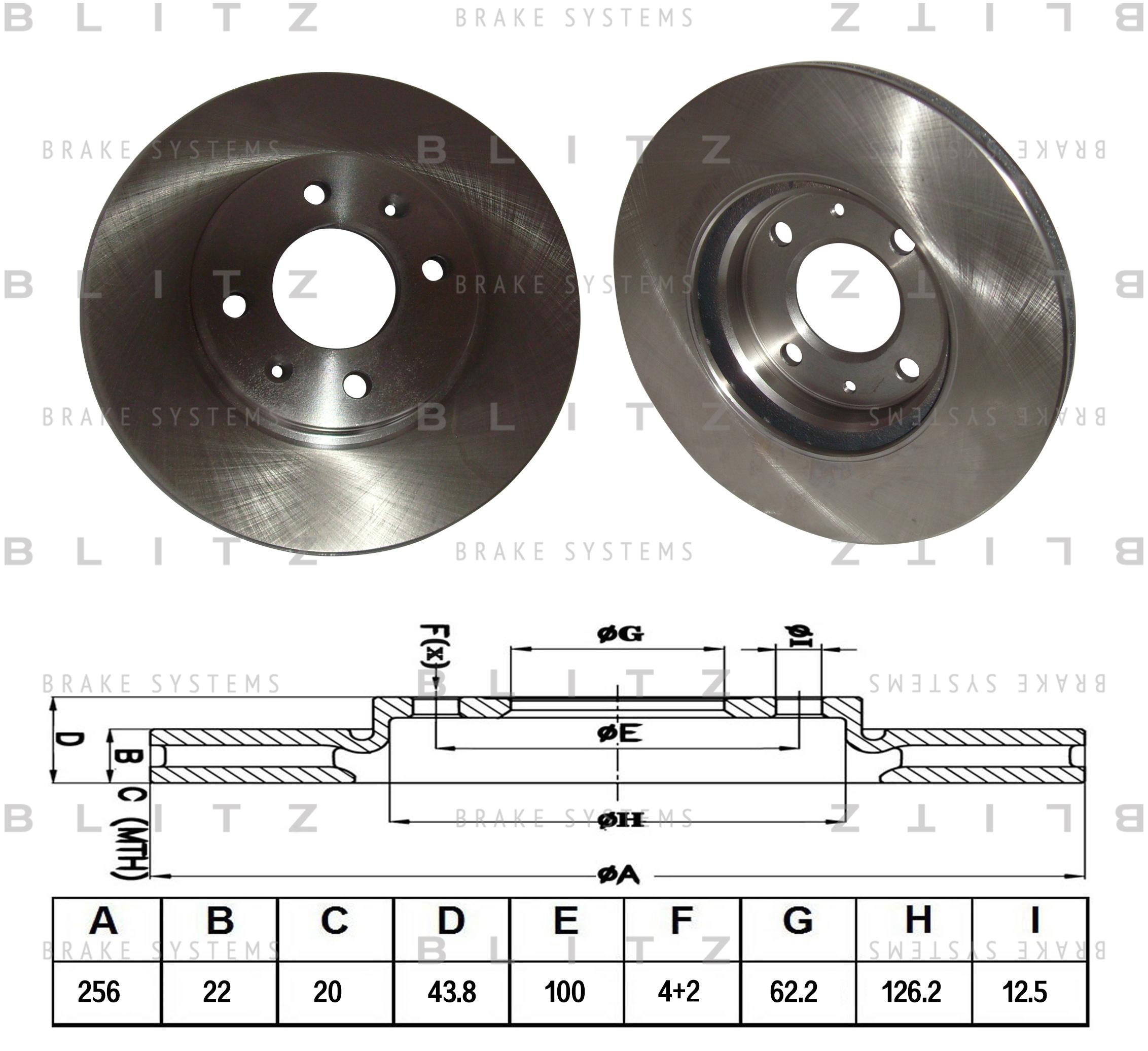

Диск тормозной передний HYUNDAI Solaris/KIA RIO III /Vent D=256mm BLITZ BS0254
