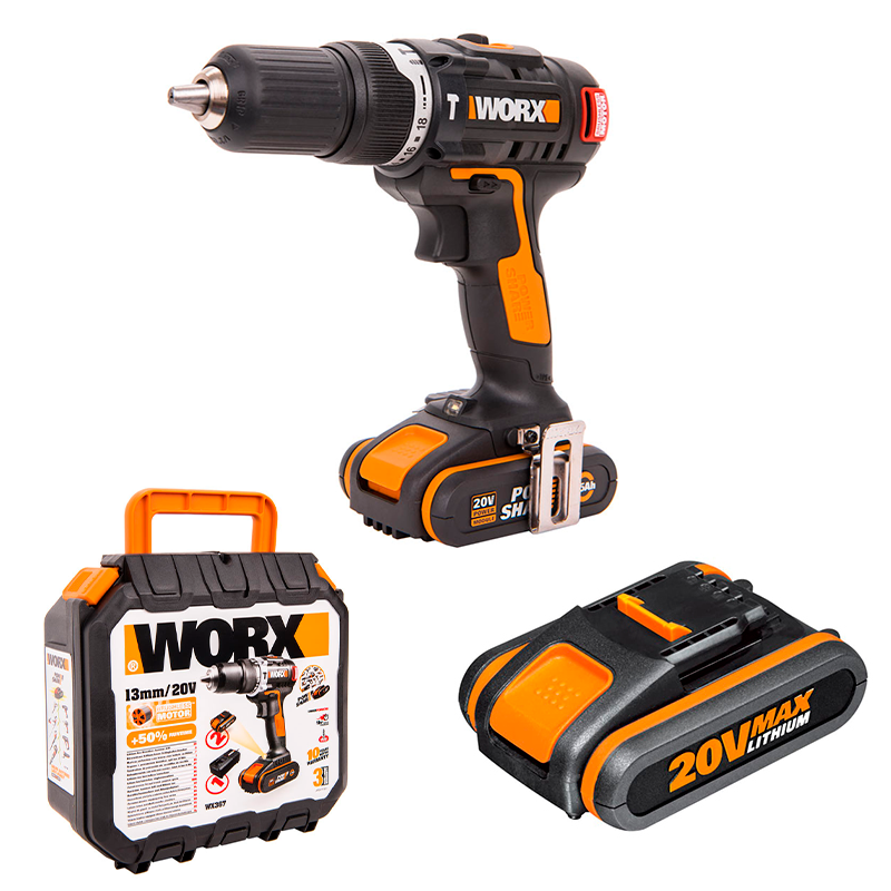 

Дрель-шуруповерт ударная аккумуляторная WORX WX367 + Аккумулятор WORX WA3551, WX367--WA3551-GIFT