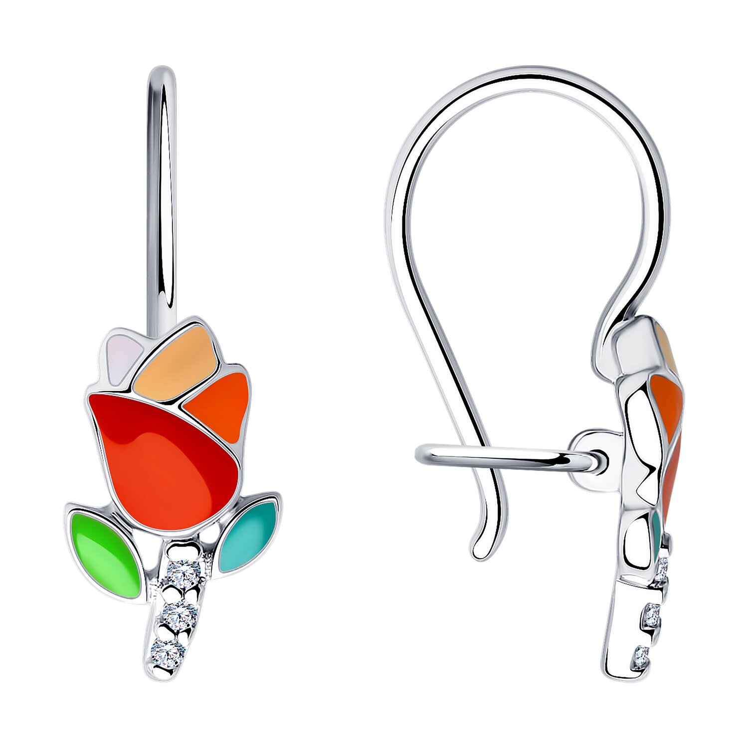 

Серьги из серебра ЯХОНТ Золотой 2700243, фианит/эмаль, 2700243