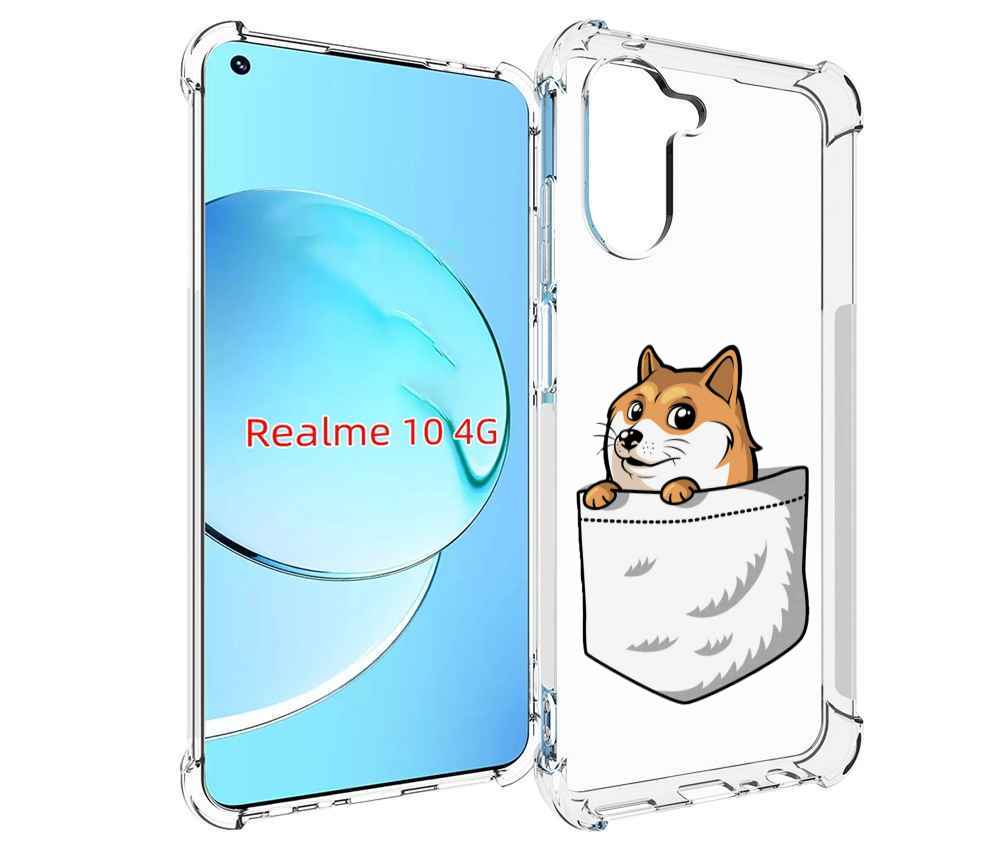 

Чехол MyPads Корги в кармане для Realme 10, Прозрачный, Tocco