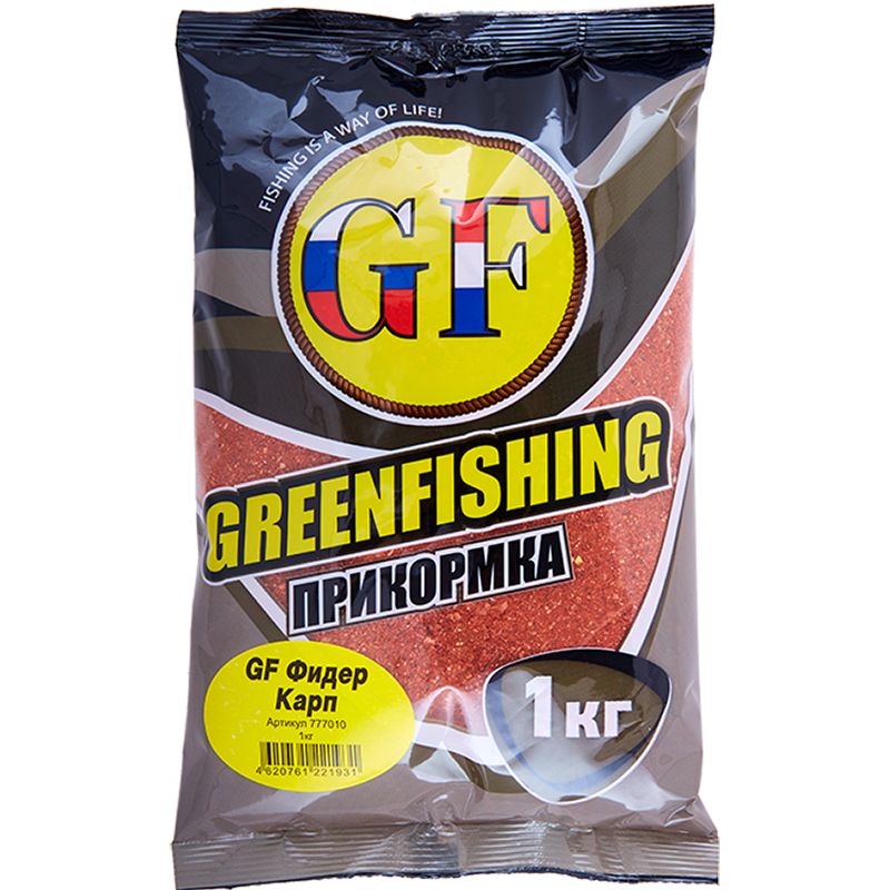 

Прикормка натуральная GreenFishing GF, Фидер Карп, 1 кг, GF