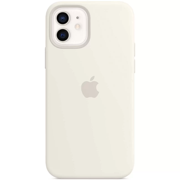 фото Чехол iphone 12/12 pro silicon case white (magsafe) c logo nobrand