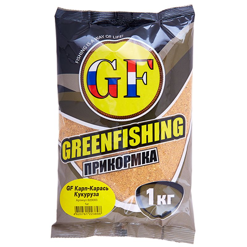 

Прикормка натуральная GreenFishing GF, Карп-Карась Кукуруза, 1 кг, GF