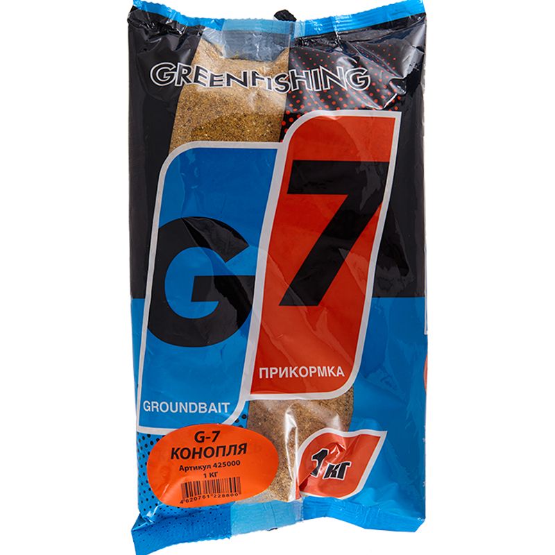 

Прикормка натуральная GreenFishing G7, Конопляный микс, 1 кг, G7