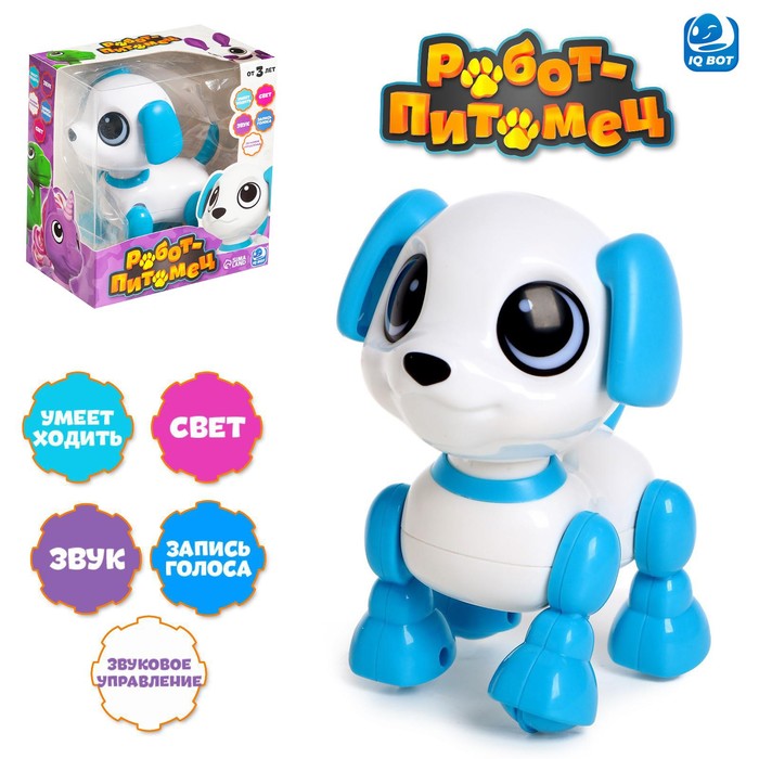 Робот-собака «Питомец: Щеночек», световые и звуковые эффекты, работает от батареек, цвет г робот iq bot смартбот реагирует на прикосновение световые и звуковые эффекты голубой