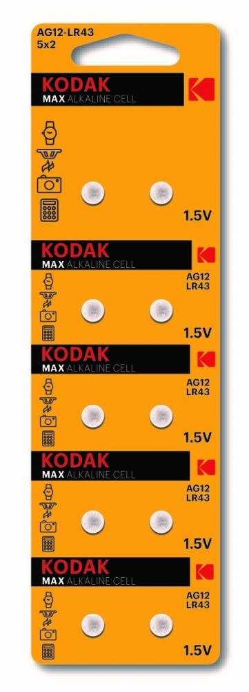 Набор из 10 шт, Kodak AG12 (386) LR1142, LR43 [KAG12-10] (100/1000/70000) (Б0044717)