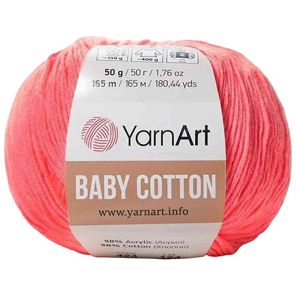 

Пряжа YarnArt Baby cotton (424), ярко-малиновый, 5 шт. по 50 г, Розовый
