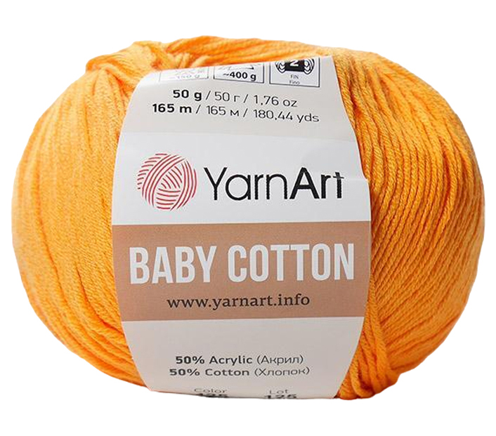 

Пряжа YarnArt Baby cotton (425), абрикос, 5 шт. по 50 г, Оранжевый