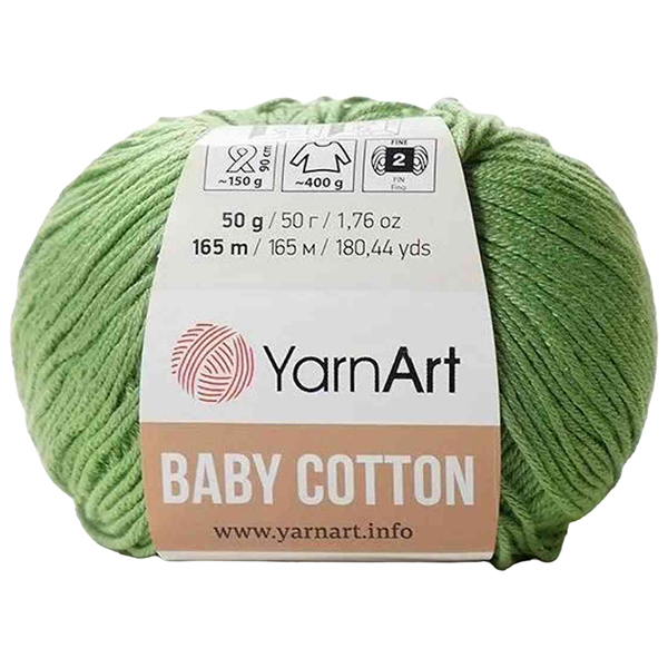 

Пряжа YarnArt Baby cotton (440), зеленое яблоко, 5 шт. по 50 г