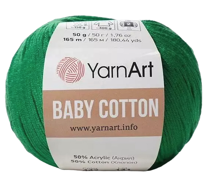 

Пряжа YarnArt Baby cotton (442), зеленый, 5 шт. по 50 г